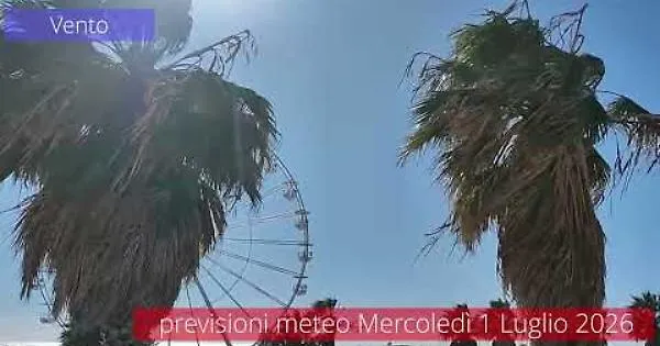 Previsioni del tempo di mercoledì 1 Luglio 2026